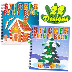 two children's books with christmas designs on them