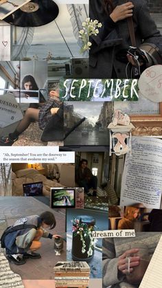 a collage of photos with the words september written on them and images of people