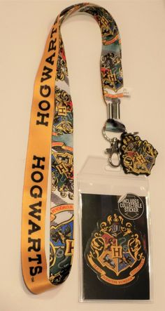 a lanyard with a hogwarts badge on it