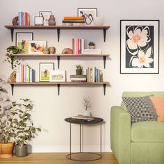 a living room filled with furniture and bookshelves