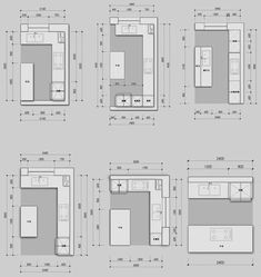 the floor plan for this kitchen is shown in four different positions, including an oven and sink