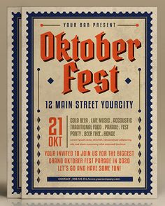 an old - fashioned poster for the oktober fest, which is being held on march