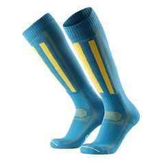 Danish Endurance Merino Wool Ski Explorer Socks Blue Yellow Knee High Unisex Small Fits Us Women 5-7, Men 3.5-6 38% Wool (Merino), 30% Acrylic, 30% Polyamide, 2% Elastane Skiing Socks, Ski Socks, Hiking Socks, Winter Socks, Wool Socks, Athletic Socks, Water Temperature, Danish Design, Snowboarding