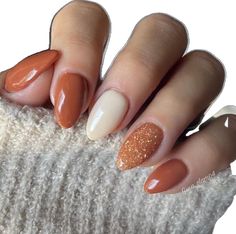 Pretty Nail Colors, Cute Gel Nails, Short Acrylic Nails Designs, Fall Nail Colors, Orange Nails