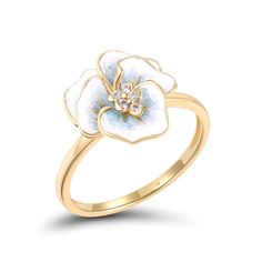 PRICES MAY VARY. ♥Gorgeous Style♥ Delicate enamel flower ring is a wonderful complement for you to attend parties, weddings, dating, and other occasions. ♥Quality Material♥ Made of 41.7% pure gold ( in 10k solid gold, not just a plated ), low irritation, not easy to rust, simple, and stylish. ♥Simple Design♥ The dainty peony ring is made of handmade enamel and decorated with shimmering white sapphire. Use a simple design, but the ring is beautiful and eye-catching. ♥Special Gift♥ Chic light blue flower ring is a nice gift choice for your mother, sister, friends, classmate, or lover on a birthday, anniversary, holiday, graduation, Christmas, Valentine's Day, and any other occasion. ♥Note♥ Size:14.4mm(W) Weight:2.05g. Avoid getting wet with water or other liquids. Don't wear it while exercis Gold Womens Rings, Rings From Amazon, Peony Ring, Antique Rings Victorian, Flower Wedding Ring, Promise Rings Vintage, Wedding Ring Shapes, Sun Ring, Diamond Ring For Women