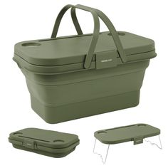 PRICES MAY VARY. ULTIMATE PICNIC ALL-IN-ONE SOLUTION - get the ultimate picnic convenience with our Collapsible Picnic Basket, the all-in-one solution for outdoor dining. Its collapsible bucket and easy-to-grip handles makes it easy to bring, while the lid doubles as a stand-up table, no need for additional table! LEAK-PROOF & WATERPROOF- our foldable basket ensures mess-free! While traditional baskets may absorb moisture, our collapsible basket ensures that your food, drinks, and snaccks remain dry and secure, wherever you are. Made for long term use! EFFORTLESS PICNIC SETUP - Our collapsible picnic baskets with handles not only excels in durability and versatility but also it is easy to clean and store. Cleaning and getting ready is a breeze – simply wipe down or wash and its ready to us Picnic Basket Gift Ideas, Picnic Must Haves, Road Trip Essentials For Adults, Road Trip Basket, Camping Gift Basket Ideas, Camping Gift Basket, Camping Basket, Camping Gift Baskets, Travel Gift Basket