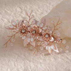 Trendy Hair Clip Crystal Flower Hairpin Wedding Hair Accessories Fashion Bride Tiaras Headpiece Women's Rose Gold Hair Clip, Rusty Pink, Flower Hair Pins Wedding, Gold Hair Clip, Flower Hairpin, Tiara Headpieces, Fashion Bride, Bride Tiara, Hair Jewels