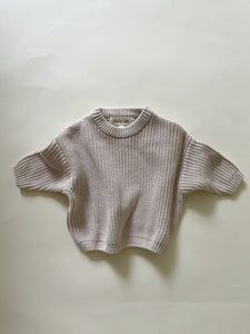 Chunky Knit Sweater - Oatmeal – Purely Little Soft Knit Cotton Sweater, Comfortable Cotton Soft Knit Sweater, Comfortable Soft Knit Cotton Sweater, Cozy Cotton Sweater With Relaxed Fit, Comfy Cotton Soft Knit Tops, Comfy Soft Knit Cotton Tops, Beige Cotton Sweater For Fall, Comfortable Cotton Everyday Sweater, Comfortable Everyday Cotton Sweater