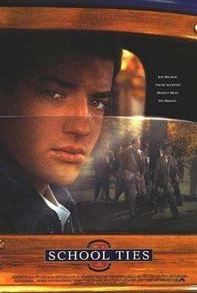 the movie school ties is shown in front of a car with an image of a man's face on it