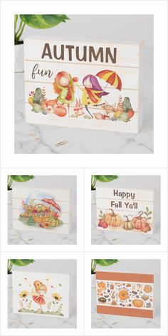 an image of autumn greeting cards with the words happy fall y'all on them