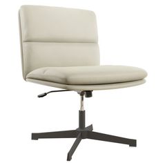 a white office chair sitting on top of a metal base