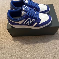 Brand New Men’s Size 5 Woman’s 6.5 Blue And Gold Tennis Shoes, New Balance Blue Skate Shoes For Streetwear, Blue High-top New Balance Skate Shoes, Blue New Balance Outfit, Dark Blue New Balance, Blue New Balance Shoes, Cute New Balance, Sweet 13, New Balance 480