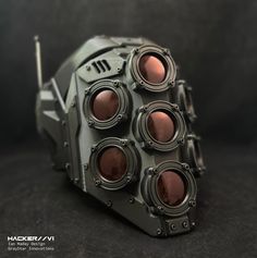 This is a Matte Black variant of my "HACKER//V1:Type-A" full face mask design, featuring circular tinted lenses with a red color. Tech Specs: Frame Material - FDM 3d Print Armor Material - 3d Printed/Steel Fasteners Lens - Tinted Circular Lenses (Functional Sunglasses) x 7 Padded - Yes If you would like this mask in a custom color, check out this listing here! https://www.etsy.com/listing/1519074769 The masks are fully adjustable for adults and made in limited runs, custom sizing is not currentl 3d Printed Armor, Full Face Mask Design, Armor Mask, Cyberpunk Tech, Cool Bike Helmets, Gas Mask Art, Helmet Concept, Specs Frame, Cute Mask