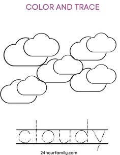 the cloud worksheet for kids to color and trace