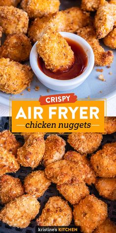 crispy air fryer chicken nuggets with ketchup on the side