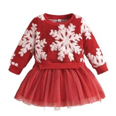 SNOWFLAKE Plush Tulle Skirt Outfit Tulle Dress Long Sleeve, Tulle Skirts Outfit, Tulle Dress Long, Snowflake Dress, Baby Girl Princess Dresses, Christmas Dress Baby, Toddler Party Dress, Girls Tulle Dress