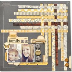 a scrapbook page with an image of two children and the words family is me