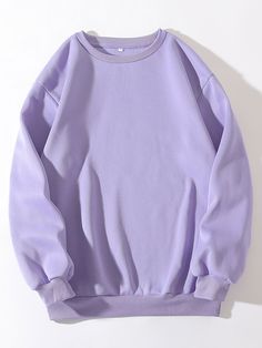 Purple Casual  Long Sleeve Polyester Plain Pullovers Embellished Slight Stretch Fall/Winter Women Sweatshirts Casual Minimalist Outfit, Chic Fall Fashion, Mini Robes, Round Neck Sweaters, Loose Tops, Purple Fashion, Fall Fashion Outfits, Fall Sweaters, Brown Fashion