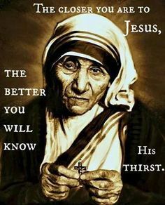 an old woman holding a cross with the words jesus, and it's saying