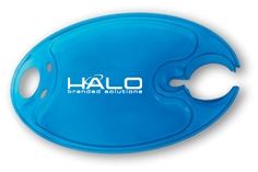 a blue frisbee with the word halo on it