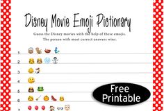 the disney movie emoj dictionary is shown in red and white with polka dot border