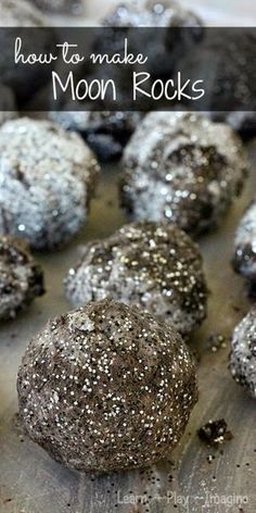 chocolate moon rocks on a baking sheet with text overlay that reads how to make moon rocks