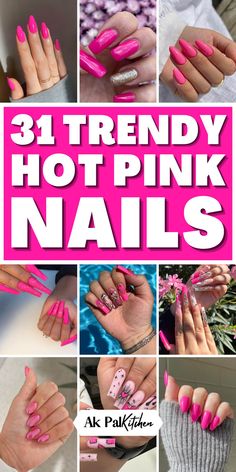 Dive into the vibrant hot pink nails, a bold choice that makes a statement! From neon pink nails to pastel pink nails, discover the perfect shade with our hot pink nail designs, ideal for any season. Explore glitter pink nails, ombre pink nail ideas, and matte finishes for a trendy update. Whether you’re prepping for a summer party or adding a pop of color to your everyday look, our hot pink nail art will inspire your next salon visit or at-home pampering session. Perfect for summer and spring. Nails Ombre Pink, Hot Pink Nail Art, Hot Pink Nail Designs, Glitter Pink Nails, Hot Pink Nail, Pastel Pink Nails, Finger Art