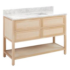 a bathroom vanity with two drawers and a marble top on the bottom, against a white background