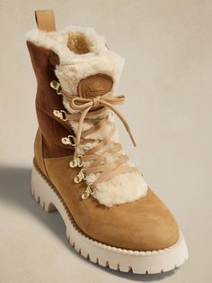 Nazare Boot | Pajar | Banana Republic Winter Suede Hiking Boots, Waterproof Suede Lace-up Boots For Winter, Pajar Boots, Winter Footwear, Montreal Quebec, Fall Winter Wardrobe, Beautiful Boots, Winter Shoes, Nubuck Leather