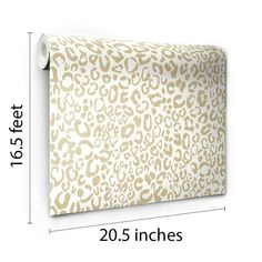 the width of a leopard print wallpaper roll is shown with measurements for each piece