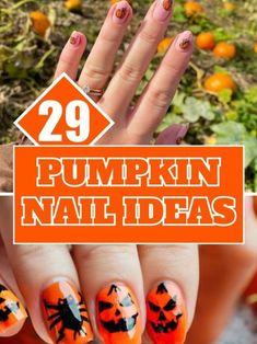 Halloween Pumpkin Nails, Spice Nails, Pumpkin Nail Designs, Pumpkin Nail, Pumpkin Nail Art, Elegant Pumpkins, Hand Painted Pumpkin, Pumpkin Nails, Spooky Style