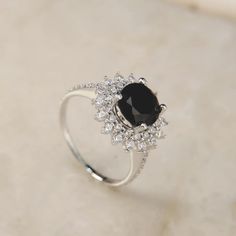 Black Diamond Sunflower 925 Sterling Silver RingRing5 Diamond Rings Women, Black Diamond Rings, Rainbow Topaz, Ring Female, Ring Settings Types, Sunflower Ring, Rings Women, Black Diamond Ring, Ladies Diamond Rings