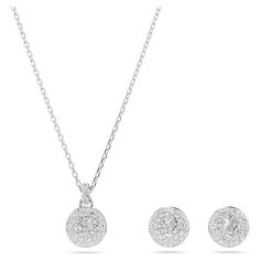 This rhodium-plated jewelry set combines starry inspiration with Swarovski savoir-faire. The radiant pendant is worn on a delicate chain with a lobster closure and features a domed meteor motif that is beautifully adorned with a snow pavé of clear round crystals in different sizes. The pierced studs feature the same dazzling motif, completed with a shiny ball closure. A wondrous gift for a loved one or for your own light-catching style. Stackable Ring Sets, Pink Watch, Blue Watches, Delicate Chain, White Necklace, Swarovski Jewelry, Adjustable Necklace, Single Earring, Cuff Earrings