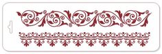 a decorative border with swirls and scrolls in red on a white background is shown