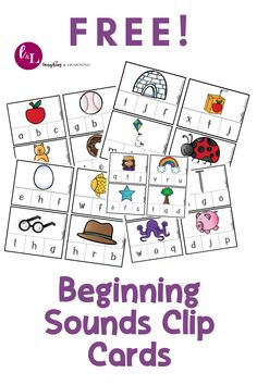 the beginning sounds clip cards for kids to practice their handwriting and spelling skills with free printable