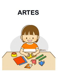 a child is sitting at a table with some art supplies on it and the words arts are