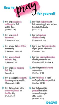 a poster with the words how to pray for yourself