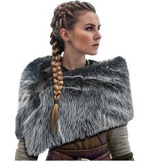 PRICES MAY VARY. Package Include: 1pc Medieval Faux Fur Shawl and Wrap Scarf with Brooch GoT Warrior Stole, 1pc Viking Turtle Metal Brooch Style: 1 - This versatile faux fur shawl can be seamlessly integrated into various costume ensembles to enhance the overall look. 2 - The Medieval brooch serves as a focal point, allowing for additional accessories like arm cuffs or a headpiece to complete the transformation into a character. Design: Viking Faux Fur Shawl for Women embraces a distinctive medi Warrior Cosplay, Women Viking, Warrior Costume, Faux Fur Shawl, Viking Costume, Fur Texture, Viking Designs, Faux Fur Scarves, Fur Shawl