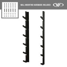 the wall mounted hardware holder is shown with screws and bolts on each side of it