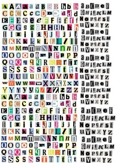 several different types of letters and numbers are arranged in the shape of an alphabets