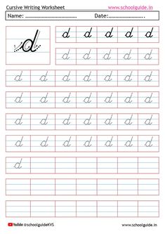 the cursive writing worksheet for children with letters and numbers on it