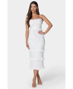 in stock Tiffany Keller, White Dress Accessories, Maxi Dress White, Ruffle Maxi Dress, Romper And Jacket, Bandage Dress Bodycon, Lace Maxi, Ruffled Maxi Dress, White Maxi Dresses