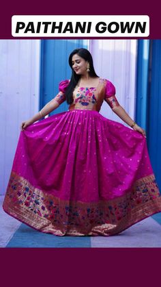 Paithani Gown, Long Frocks For Women, Pakistani Gown, Simple Frocks