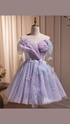 Look exquisite and timeless in this dreamy Lavender Lace Homecoming Dress. Crafted from delicate tulle and sparkly lace, this off-the-shoulder design will bring a romantic touch to your graduation or homecoming celebration. Allow yourself to shine in this ethereal gown and make a lasting impression.

Delivery Time: 15-20 Days

Size options: US0-26W/Custom Size

Color options: As Picture / Custom Colors

If you need custom colors or personal customization, please contact us. Prom Dress Cute, Purple Homecoming Dress, Purple Tulle, Purple Prom, Purple Prom Dress, Short Party Dress, Short Homecoming Dress, Short Prom Dress, فستان سهرة