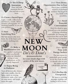 Moon Cycle Witchcraft, New Moon Cycle, New Moon Dos And Donts, Spells For The New Moon, New Month Witch Rituals, Things To Do On A New Moon, New Moon Rituals Magic, Spell For New Beginnings, New Moon Energy