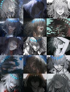 an anime character with many different hair colors