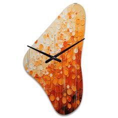 an orange and white clock with circles on it