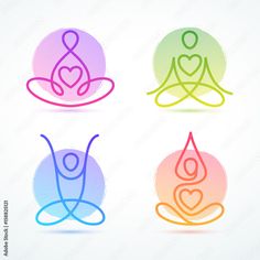 yoga icon set in four different colors