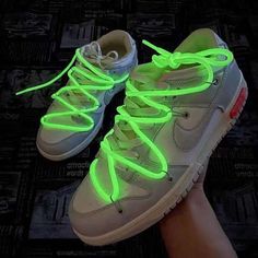 Description: Elevate your shoes with our Glow in the Dark Shoelaces. These laces add a touch of style to your favorite shoes and are perfect for low light or nighttime activities. Main Features: Made of polyester and luminescent material Glow in the dark after aborbing sunlight or lamp light Compatible with a wide range of sports shoes, canvas shoes, leisure shoes, and more Specification: Product Size length: 120 cm / 47.2 in diameter: 4mm Product color green Package Component 1 Pair of Glow in Air Shoes, 13th Birthday Parties, Shoes Drawing, Nike Air Shoes, Shoes Canvas, Dark Outfits, Neon Glow, 13th Birthday, Your Shoes