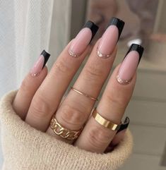 Black French Tip Nails, Black French Nails, Black French Tip, Black French Tips, Black Nail Designs, Tip Nails, Black French, Black Nail, Nail Jewelry